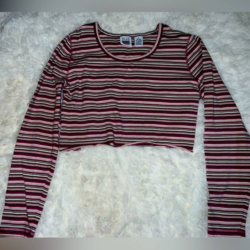 Take Nine Cropped Striped Long Sleeve